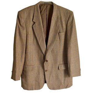 Pierre Balmain Men's Plaid Silk and Wool Blend 2 Button Blazer Jacket 44L